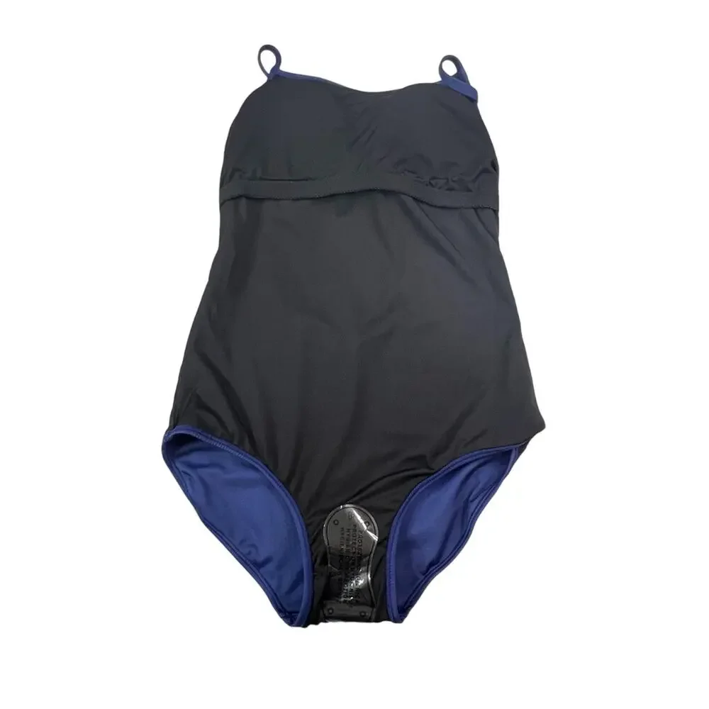 Baleaf One-Piece Swimsuit Navy Blue Size 36 Medium UPF 50+ Semi-Open V-Back NEW